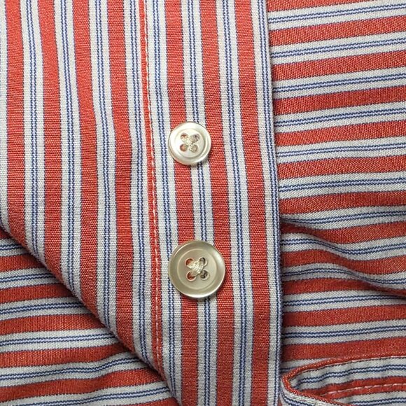 Chaps Mens Red And Gray Striped Long Sleeve Button Down Shirt Size Large - Picture 5 of 12